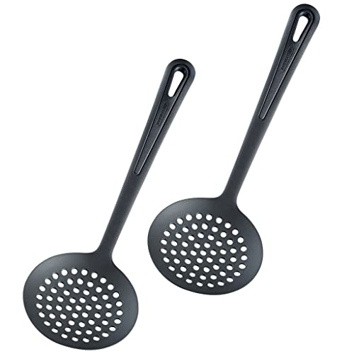 Westmark 2 Schaumlöffel/Schöpf-/Abseihlöffel, Hochhitzebeständig bis 270 °C/ 518 °F, Länge: 32,2 cm, Gentle Plus, Schwarz, 285022E5