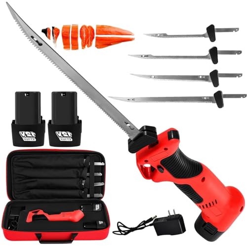 Couteau a filet de poisson electrique avec 4 lames et 2 batteries - 2