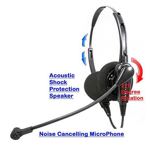 2.5 Mm Phone Headset - Cost Effective Business Grade Binaural Headset Compatible With Panasonic Vtech Uniden Grandstream And Cordless Dect Phones #TOP4