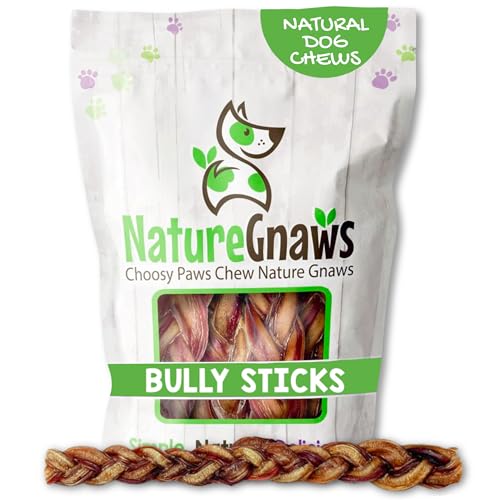 Nature Gnaws Braided Bully Sticks for Dogs 11-12