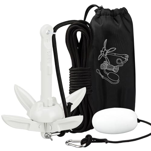 Image of MorningRo 1 Pack 1.5 /3.5 lb Marine Kayak Anchor Kit with 40ft Rope and Buoy Folding Grapnel Boat Anchor Kit Kayak Fishing Accessories for Small Boats, Canoe, SUP Paddle Boards