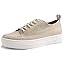 Beige Canvas Pu Platform