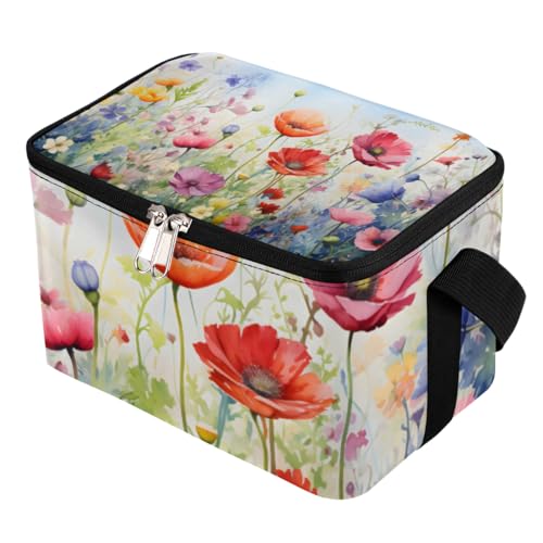 Lunch Bags for Women Men 9 Cans,Cute Flowers Hot & Cold Food Delivery Bag Insulated Grocery Bag Insulated Lunch Box Floral Cooler Bag for Office Work Picnic Beach