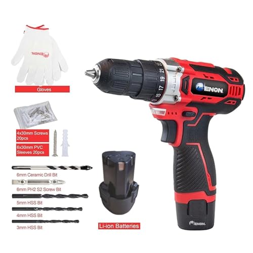 Image of Enon 12V Cordless Drill Machine for Home Use, Compact Cordless Screw Driver, Powerful, 2 Speed, LED, 1500RPM,10mm Chuck, Reversible Switch, Drilling,1500mAh Battery with1 Battery