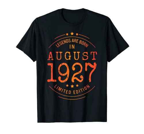 Cumpleaños Agosto 1927 Edición Limitada Regalo Usado Vintage Camiseta