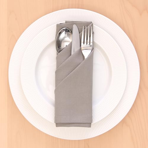 Image of Encasa XO Cotton Napkins for Dining Table | Set of 6, Size 50x50 cm | Machine Washable Reusable Table Napkin, Soft & Absorbent, Elegant Table Decor for Kitchen, Hotels, Party - Beige