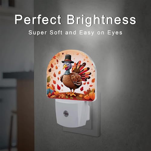 Image of Cute Cartoon Turkey Night Light for Kids,Thanksgiving Day Fall Autumn Night Light Plug in with Dusk to Dawn Sensor,0.5w Energy Saving Nightlight for Hallway Stairway Kitchen Bedroom