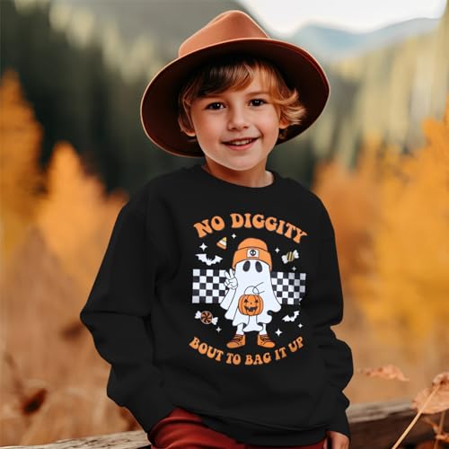 KEKEMI Halloween Crewneck Sweatshirt Toddler Boy Girl Pumpkin Ghost Graphic Shirt Baby Funny Letter Print Spooky Season Tops2