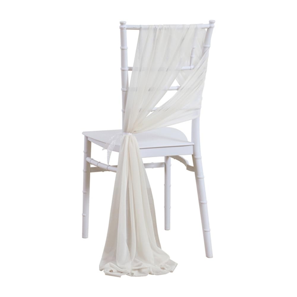 Organza Stuhl Band, 20 × 250cm Tüll Stuhlhussen Stuhl Tüll Stoff Stuhl Dekoband Chiffon Stuhlschärpen Schleifenband Gangschleifen für Hochzeit Party Zeremonie Deko Elfenbein 20 Stück