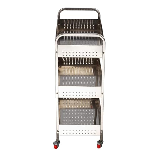 Image of Stainless Steel Kitchen Trolley Fruits & Vegetable Basket Spice Container Organizer Rack for Kitchen Multipurpose Kitchen Rotating Trolley for Onion Potato Storage Basket (LWH: 44 x 23 x 61CM)