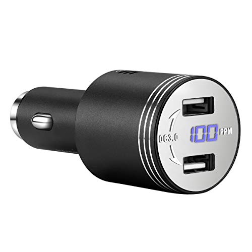 SOLOLIFE Multi-Function Car Carbon Monoxide Detector Dual USB Car Adapter LED Display, Fast Car Charger, Quick Charge 3.0 Adapter, Car CO Alarm Detector - (Black)