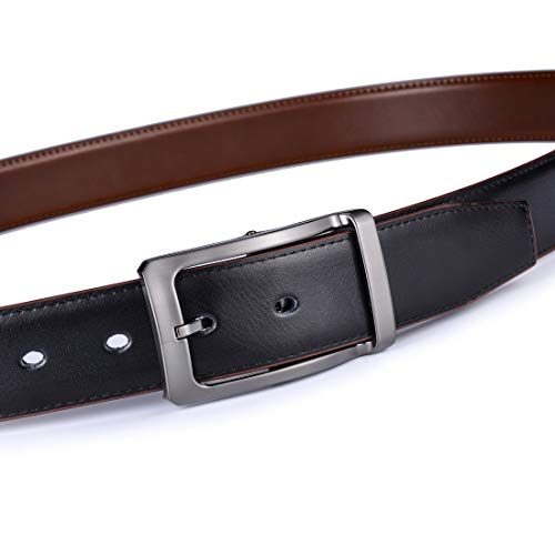 Image of Belts for Men Reversible Leather 1Piece (not 2) 1.25 inch Waist Strap Fashion Dress Buckle Beltox