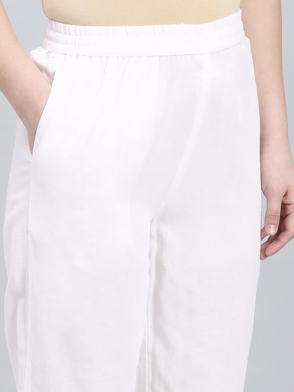 Image of GO COLORS Rayon Blend Ethnic Pant Organza for Women Full Length| Mid Rise, Lace Design