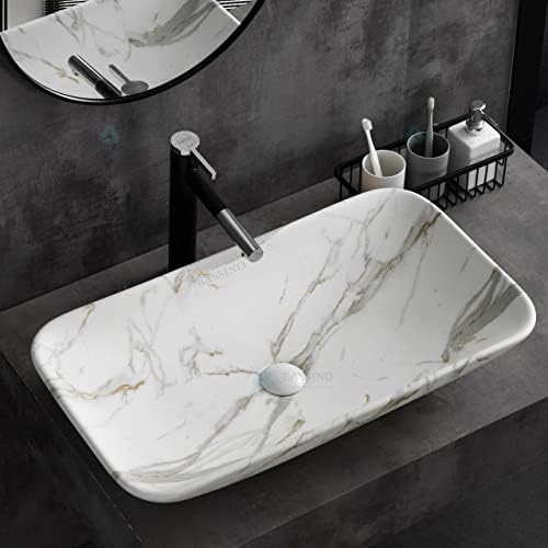 BASSINO Art Wash Basin Countertop, Tabletop Ceramic Bathroom Sink/Basin (SATVARIO MARBLE) (700X400X145MM) (B09K5QJ3YT) Amazon Price History, Amazon Price Tracker