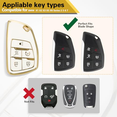 Image of Key Fob Cover for Buick, Rhinestone Loop Keychain Case, Gold Edge | Wear-resistant TPU shell, rhinestone-accent PU loop, daily splash, scratch and drop protection, normal signal use, easy setup