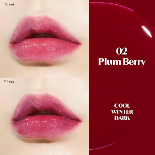 Image of ETUDE Dear Darling Oil Tint #2 Plum Berry (0.14 fl.oz) | High Moisturizing and Strong Hydrating Lip Oil /Lip Gloss | Smooth and Moist Lips | Non-Sticky Lip Oil Tint For Dry Lips | K-beauty