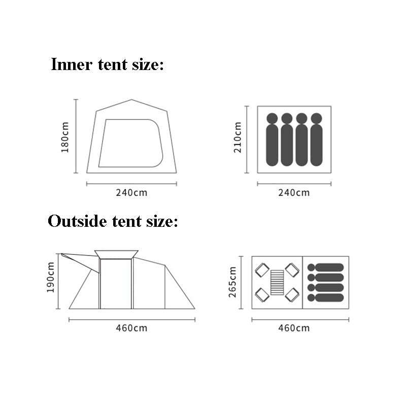 Carpa grande para camping al aire libre 4-8 personas miniatura 2