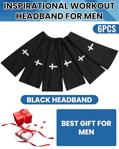 Image of Shihanee 6 Pcs Christian Headbands for Men | Jesus Cross Athletic Sweatbands, Moisture Wicking, Christian Workout Accessories, Football Baseball Running Sports Training