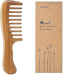 Green Sandalwood Comb, Wooden Wide Tooth Comb for Curls No Static Handmade Hair Comb Quality Wooden Curls Comb for Women (Wide-Tooth Comb)