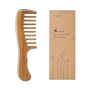 Green Sandalwood Wide-Tooth no Static Handmade Comb, Quality Wooden Curls Comb (Wide-Tooth Comb)