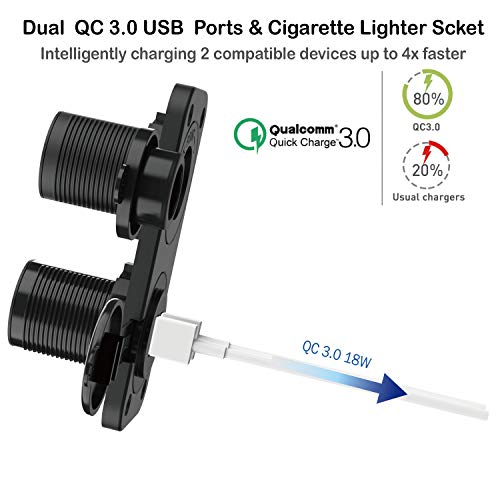 Quick-Charge-30-Cigarette-Lighter-Outlet-Splitter-12V-USB-Charger-Waterproof-Power-Socket-Adapter-DIY-Kit-with-Blue-LED-Dual-USB-Ports-for-Rocker-Switch-Panel-on-Car-Boat-Marine-RV-etc