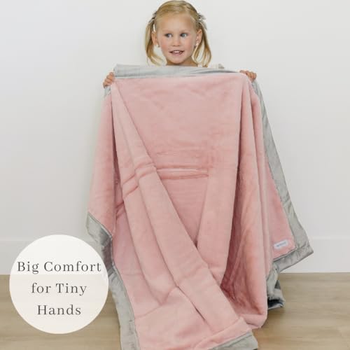 Image of Saranoni Luxury Lush Kids Blanket | Ultra-Soft & Cozy Plush Comfy Blankets for Kids & Teens | Light Pink /Gray - 40 inch x 60 inch