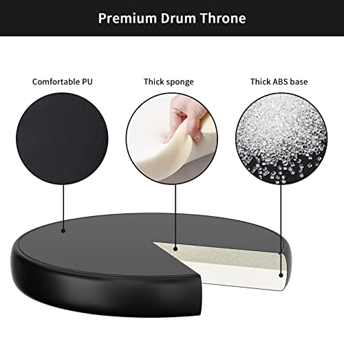 Tipatyard Drum Throne Height Adjustable Padded Drum Seat Stool With Foldable Double Braced Anti-Slip Feet, Black Drum Chair For Adults Drummers #TOP4