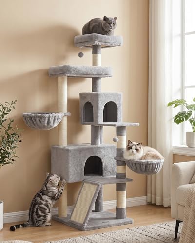 Feandrea Cat Tree, 68.5-Inch Tall Cat Tower, Multi-Level Plush Co...