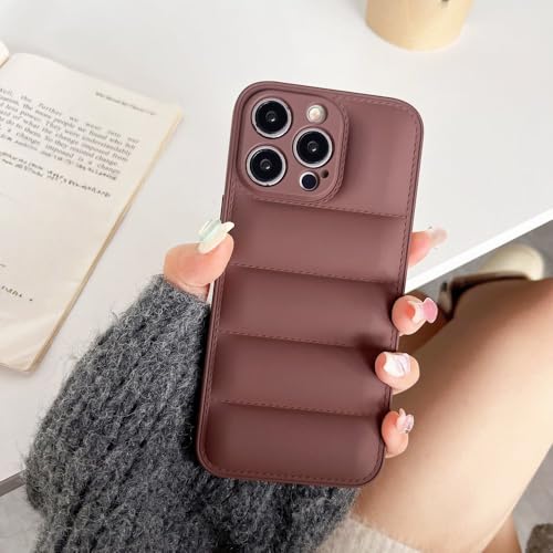 Coque matelassée pour iPhone douce couleur café protectrice