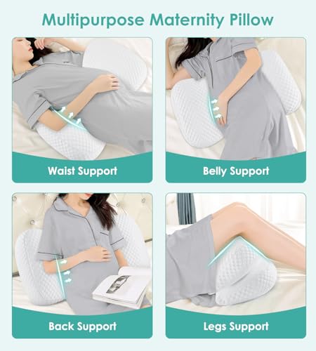 Image of Pregnancy Pillow Cooling for Sleeping, Detachable and Adjustable Double-Sided Support Maternity Pillow Skin-Friendly for Pregnant Women Back, HIPS, Legs(30Slope Design Verified by Expectant Mothers)