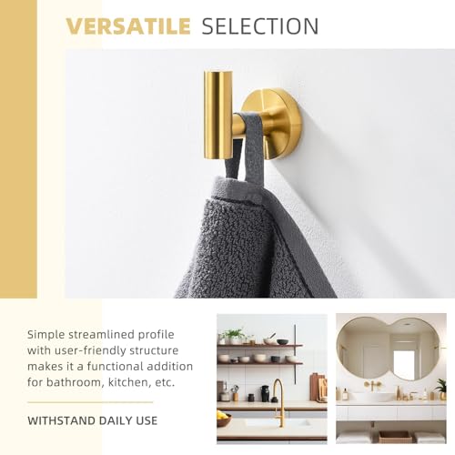Image of Angle Simple Towel Hook for Bathroom, Bath Towel Holder, Brushed Dark Gold