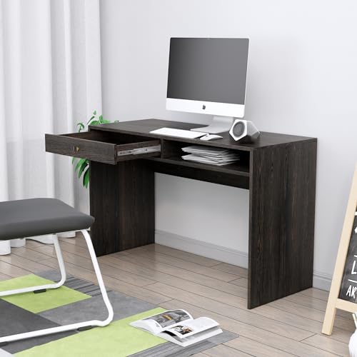 Image of Bniture Wooden Study Table for Home | Engineered Wood Study Table with Storage Shelf & Drawer | Multi Purpose Computer Desk for Writing & Study | Laptop Table for Study Room & Office | Flower Wenge