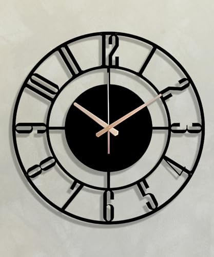 Image of vissera Designer Metal Wall Clock for Living Room | Antique Stylish Fancy Decorative Big Size Wall Watch for Bedroom, Office, Kitchen, Dining, Hall and Decor