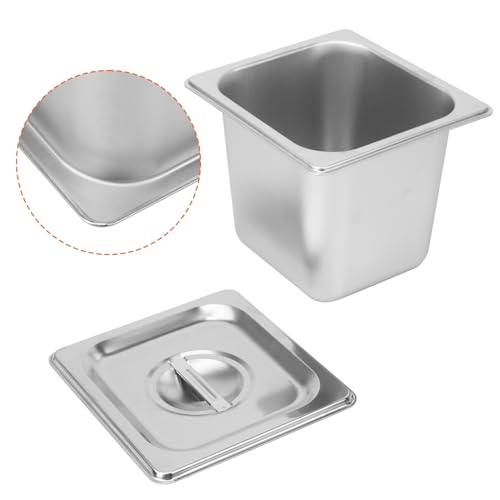 Image of 5 Pack, 1 /6 Size Stainless Steel Steam Table Pan with Lid, 6 Inch Depth Hotel Pans for Weddings, Parties, Restaurants, Cafeterias and Hotels