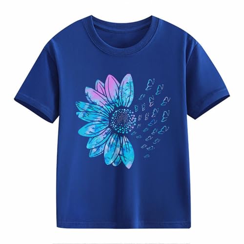 Girls Short Sleeve Sunflower Printed Tops Kids Oversized Crew Neck Butterfly Shirt Summer Loose Casual Boho Trendy Teen Tops2