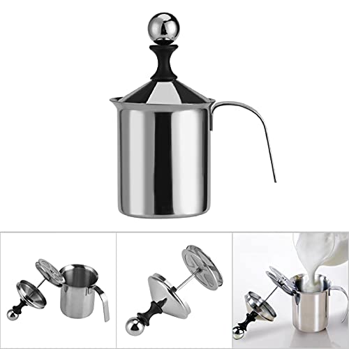 400ML 800ML Montalatte Manuale in Acciaio Inossidabile Doppia Maglia Schiuma per caffè Frullatore per Panna Frullatore Montalatte Manuale (800 ML)