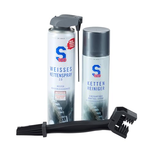 S100 Weisses Kettenspray 2.0/Kettenreiniger 300ml + Kettenbürste