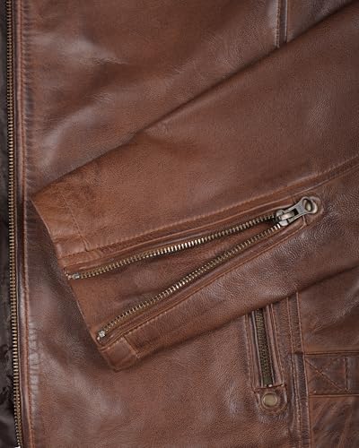Image of fjackets Cafe Racer Mens Leather Jacket - 100% Real Lambskin Leather Jacket Men Moto Style Outerwear