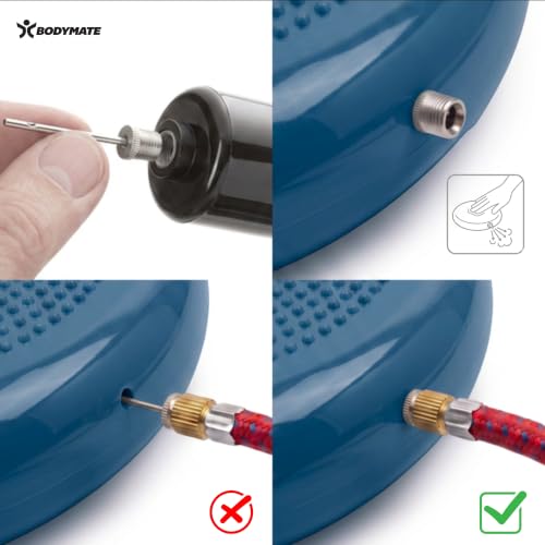 BODYMATE Ballsitzkissen inkl. Pumpe BLAU 34cm Durchmesser - Balance-Kissen, Luftkissen, Balance Pad, Noppenkissen - Core -, Fitness-, Reha-, Koordinations- und Rückentraining