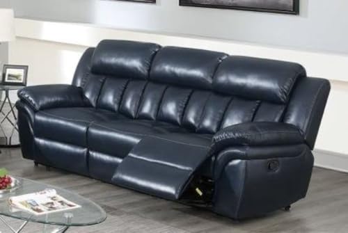 Image of Torque - Jerry 3 Seater Leatherette Manual Recliner | Recliner Sofa /Chair for Living Room, Bedroom, Office (Navy Blue) | 1 Year Warranty