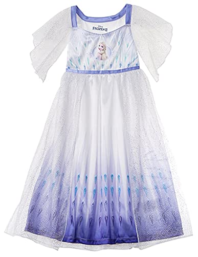 Disney Girls' Frozen Fantasy Nightgown Princess Elsa Dress Pajama, White - Elsa Epilogue, Size 4