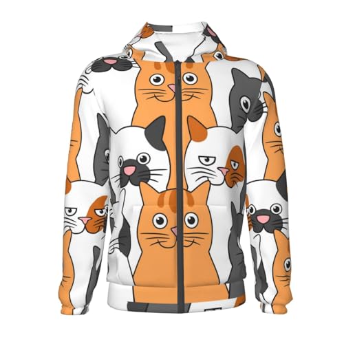 Funny Cats Kids Pullover Hoodies Boys Zip Up Sweatshirts Girls Athletic Clothes with Pocket2