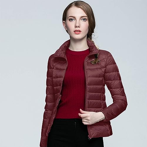 Aniywn Light Jackets for Women Warm No Hood Down Jacket Packable Short Fall Jacket Zip Cardigan Winter Coats with Pockets2