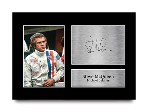 HWC Trading A4 Steve McQueen Le Mans Cadeaux Imprimé Signé Autographe Photo pour les fans de cinéma - A4