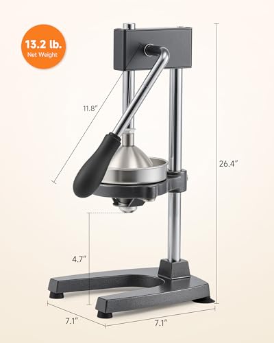 Image of CO-Z Manual Citrus Juicer, Heavy-Duty Manual Juicer with Conical & Flat Pressure Plates, Professional Lemon Squeezer for Orange Pom Lime Lemon Juice, Dishwasher Safe Orange Juice Press, Gray