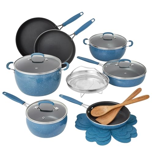 Best Pioneer Woman Speckled Cookware 7 The Pioneers Woman Frontier Speckle 18-Piece Aluminum Cookware Set