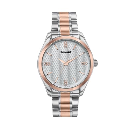 Image of Sonata Jashn with Quartz Analog White Dial IPS /IPRG Strap Men's Wedding Watch - 77206KM02