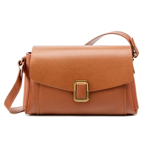 Image of Genuine Leather Crossbody Bag for Women, Adjustable Shoulder Bag | Lightweight Satchel Handbag, 2 Detachable Straps, Travel, Everyday, Work, Gift