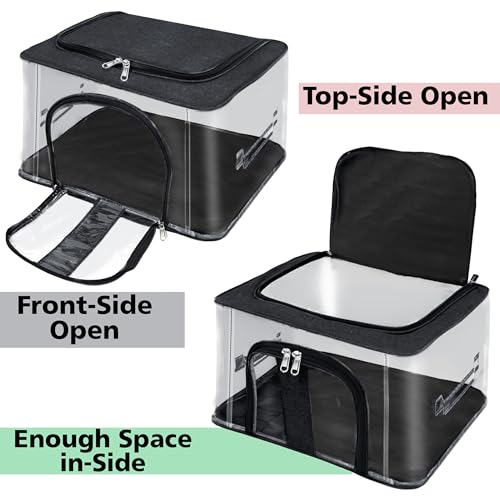 Image of Storite 4 Pack Nylon 33 L PVC Transparent Moisture Proof Storage box for Clothes Closet Wardrobe Organizer for Clothes Saree Bags with Carry Handle (44L x 31W x 24H cm) (Black)