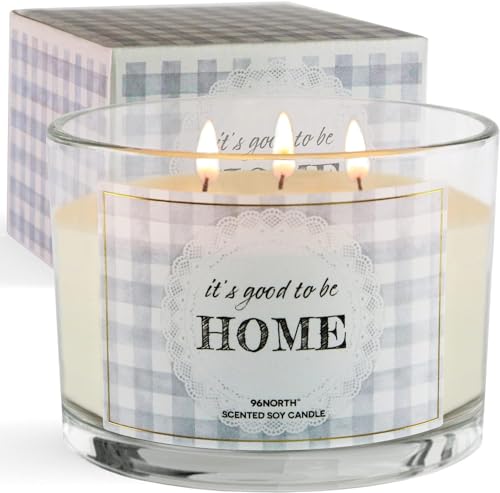 96North SC-F Fresh Linen & Soft Amber Candle | Large 3 Wick Jar Candle cover